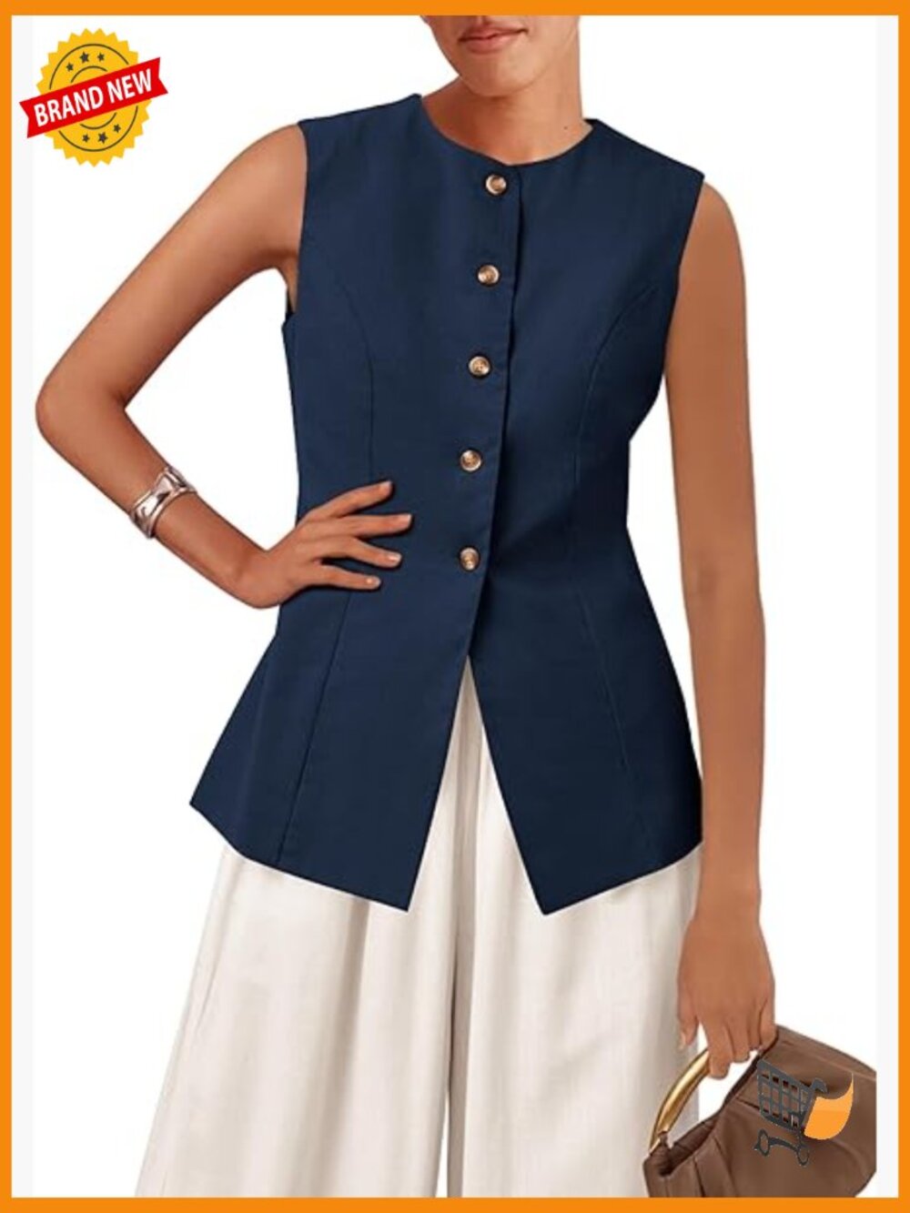 Sleeveless Fitted Blazer Vest Women Business Casual Waistcoat